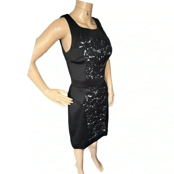 BETSEY JOHNSON Cocktail Sheath Dress Size 4 Black Lace Sleeveless Party Lined - Picture 6 of 15